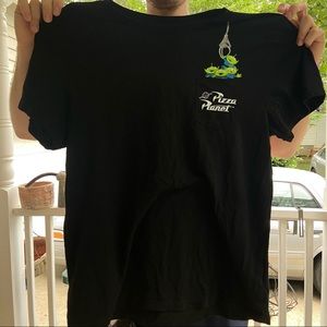 Toy story alien claw pizza planet pocket t shirt